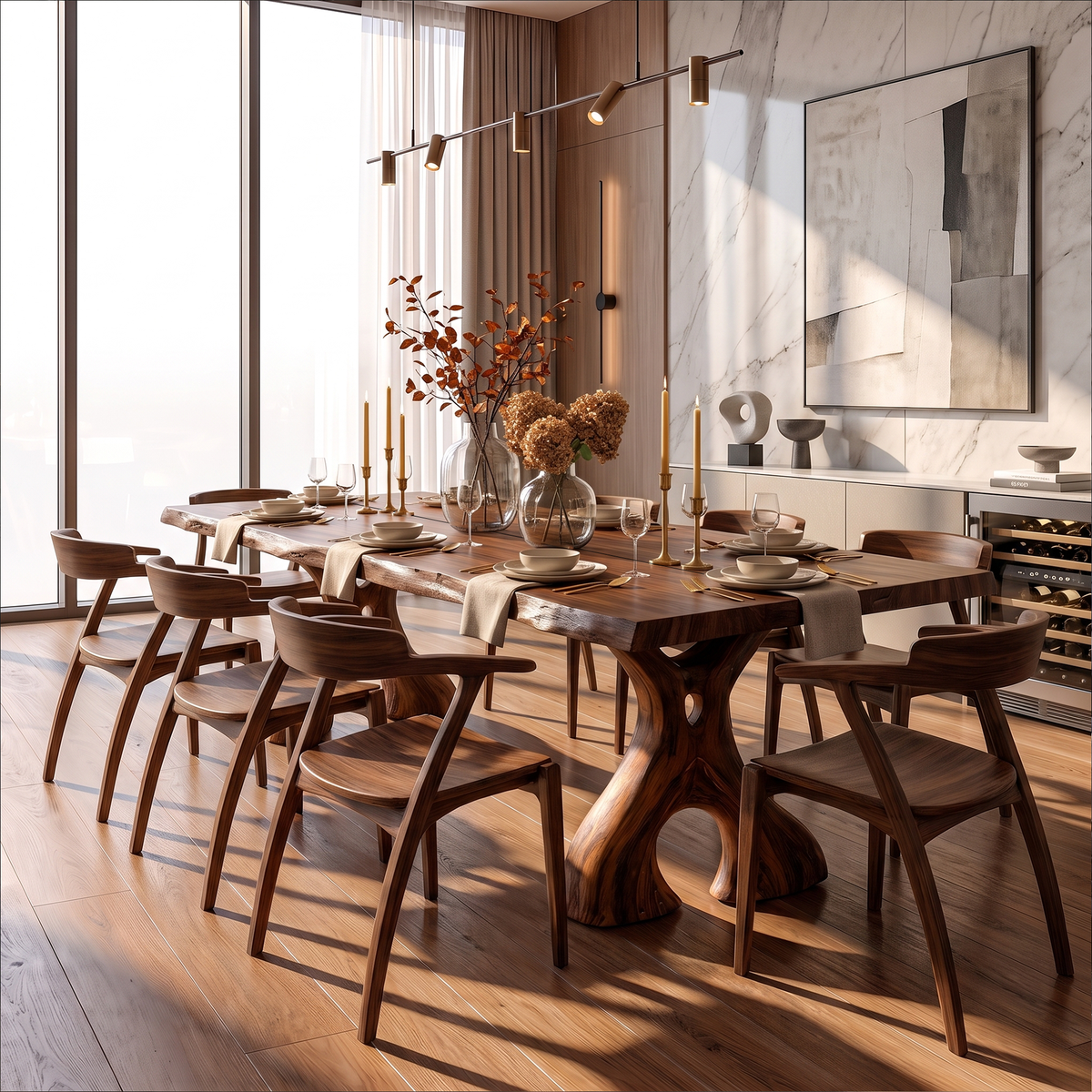 Rustic Halloween Dining Table With Irregular Edge Top For Dining Room