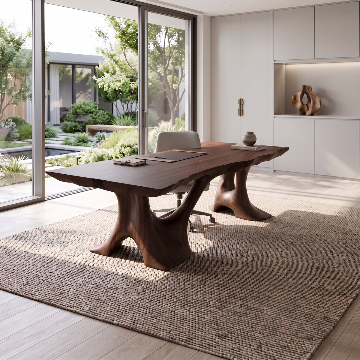 Rustic Halloween Live Edge Desk With Flowing Statement Legs For Workspace