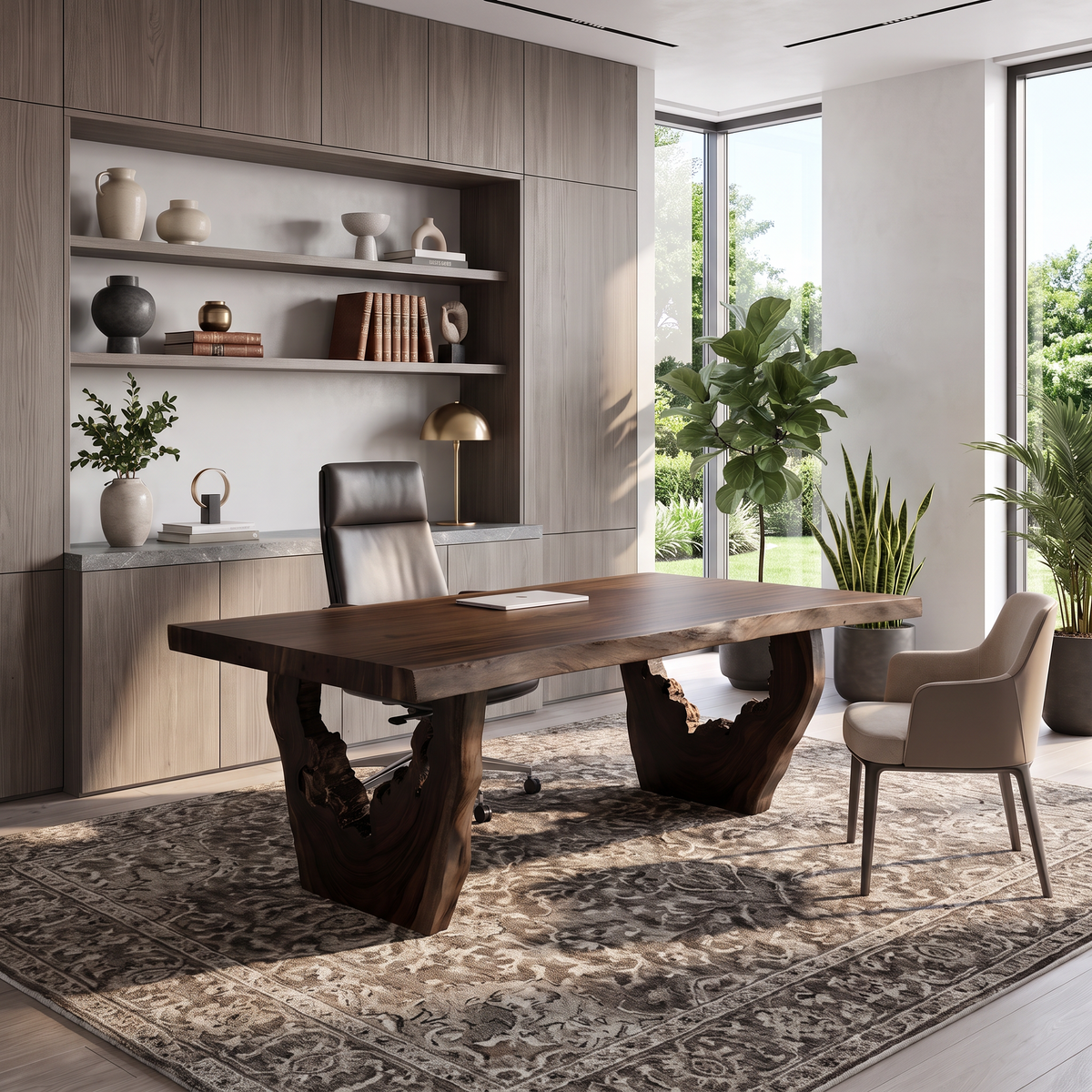 Organic Executive Desk With Flowing Curved Legs For Workspace
