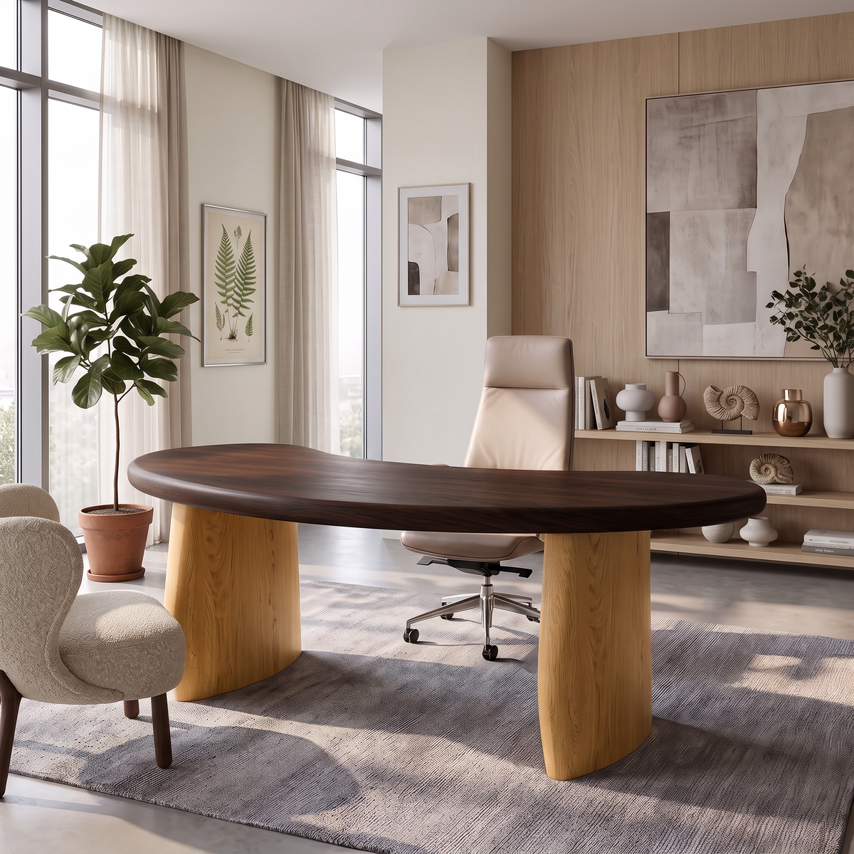 Minimalist Desk With Rounded Base For Home Office