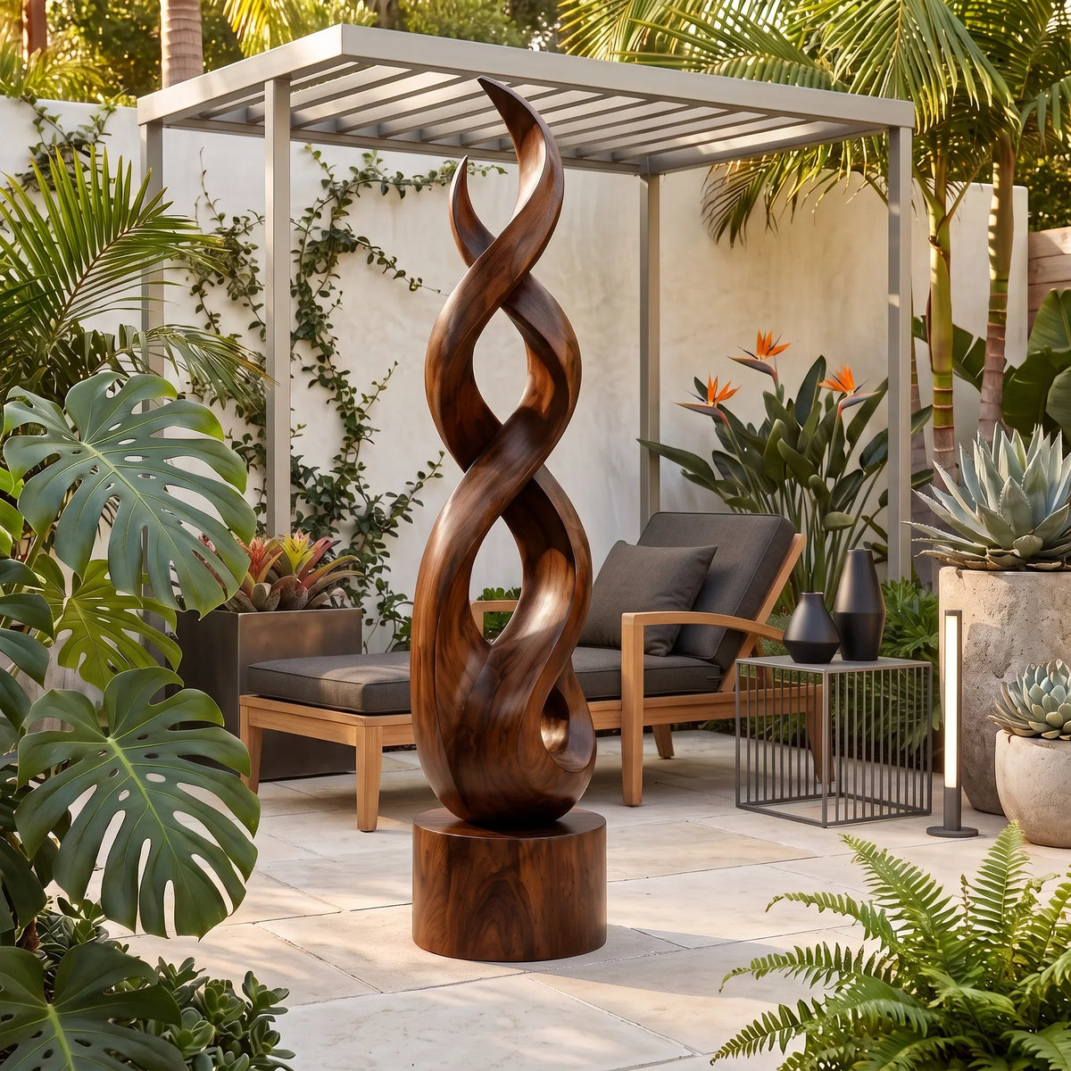 Organic Modern Wooden Sculpture For Luxury Entryway Decor