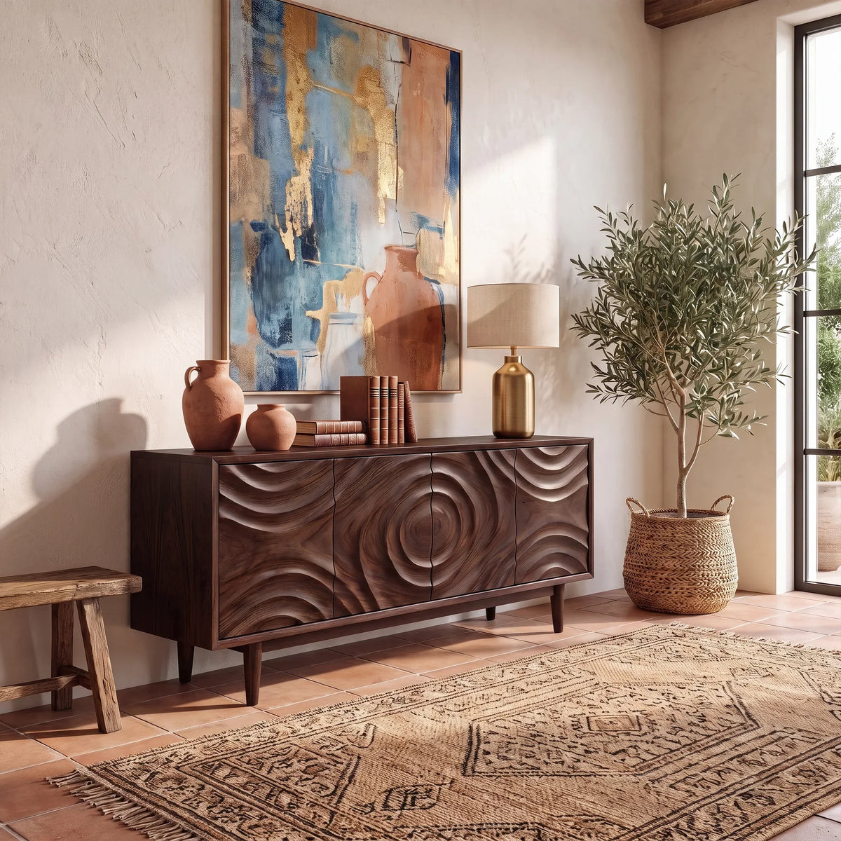 Warm Sideboard Dining Room Sideboard Cabinet Buffet Cabinet Circular Relief Doors For Dining Room