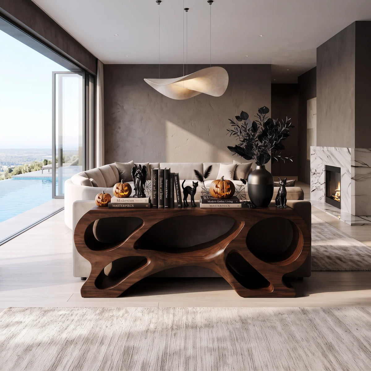 Modern Pumpkin Long Console Table Luxury Living Room