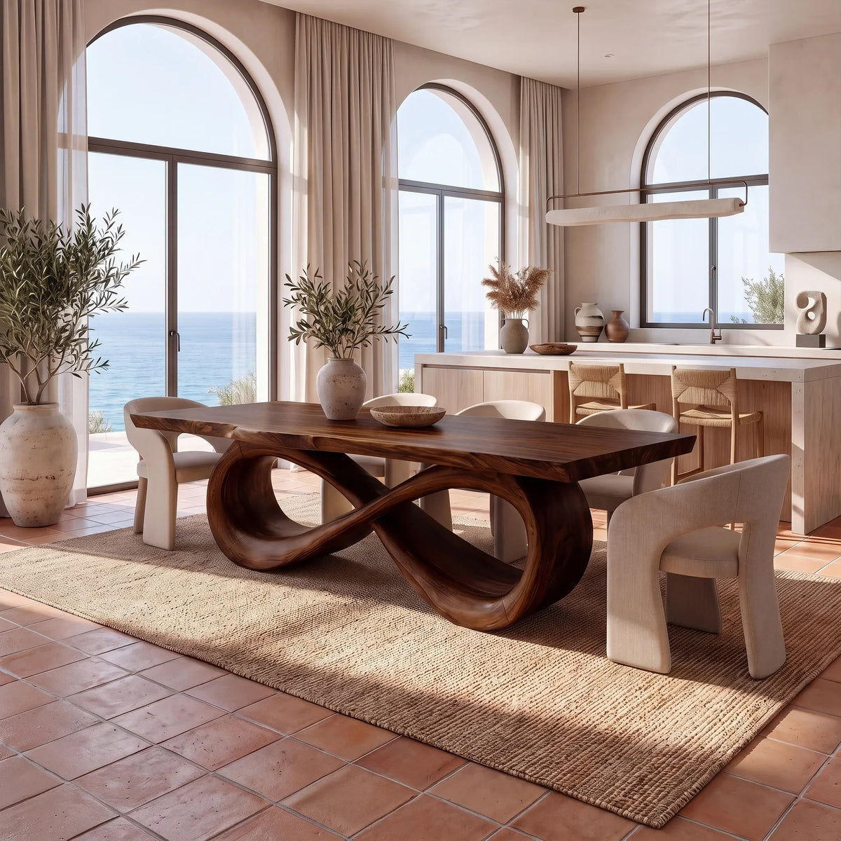 Serene Modern Dining Table Rectangle Dining Room Table Infinity Base For Dining Room