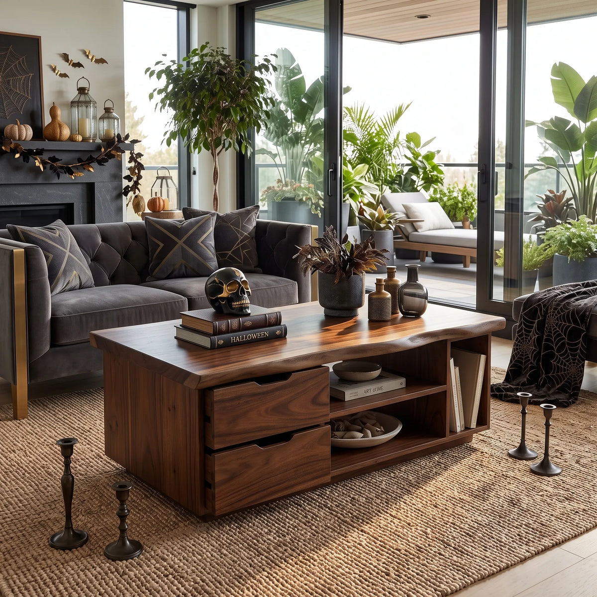Organic Halloween Live Edge Coffee Table Modern Lounge