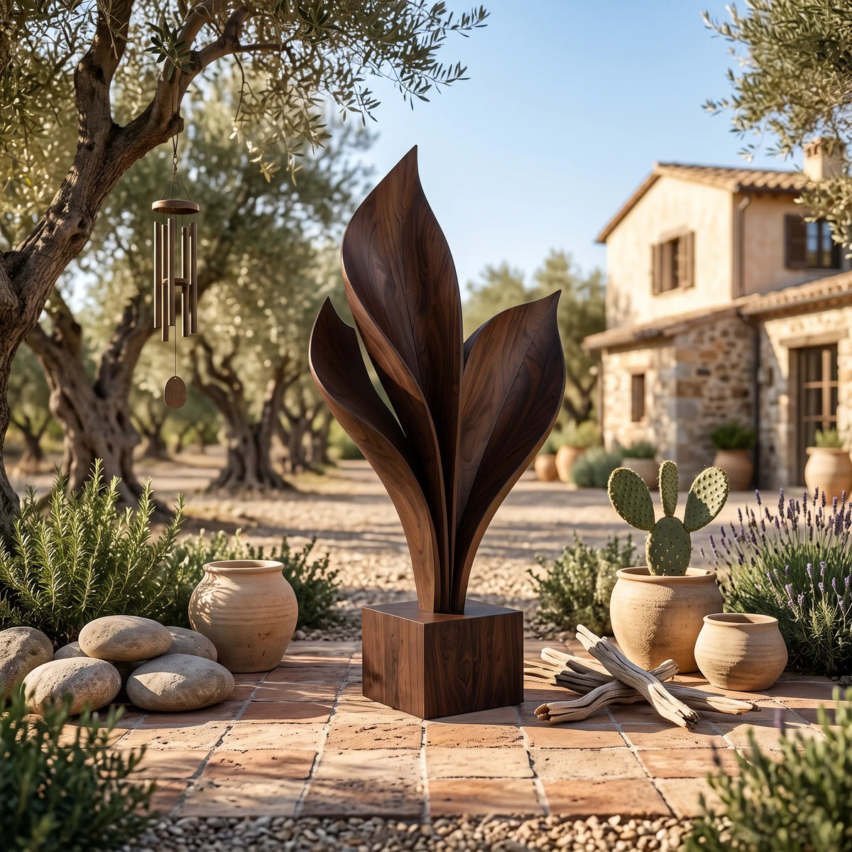 Mid Century Modern Leaf Wood Sculpture For Home Decor