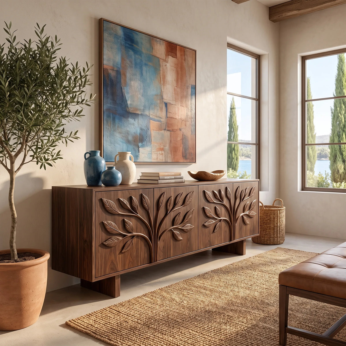 Natural Sideboard Cabinet Dining Room Sideboard Modern Sideboard Branch Carving For Living Room