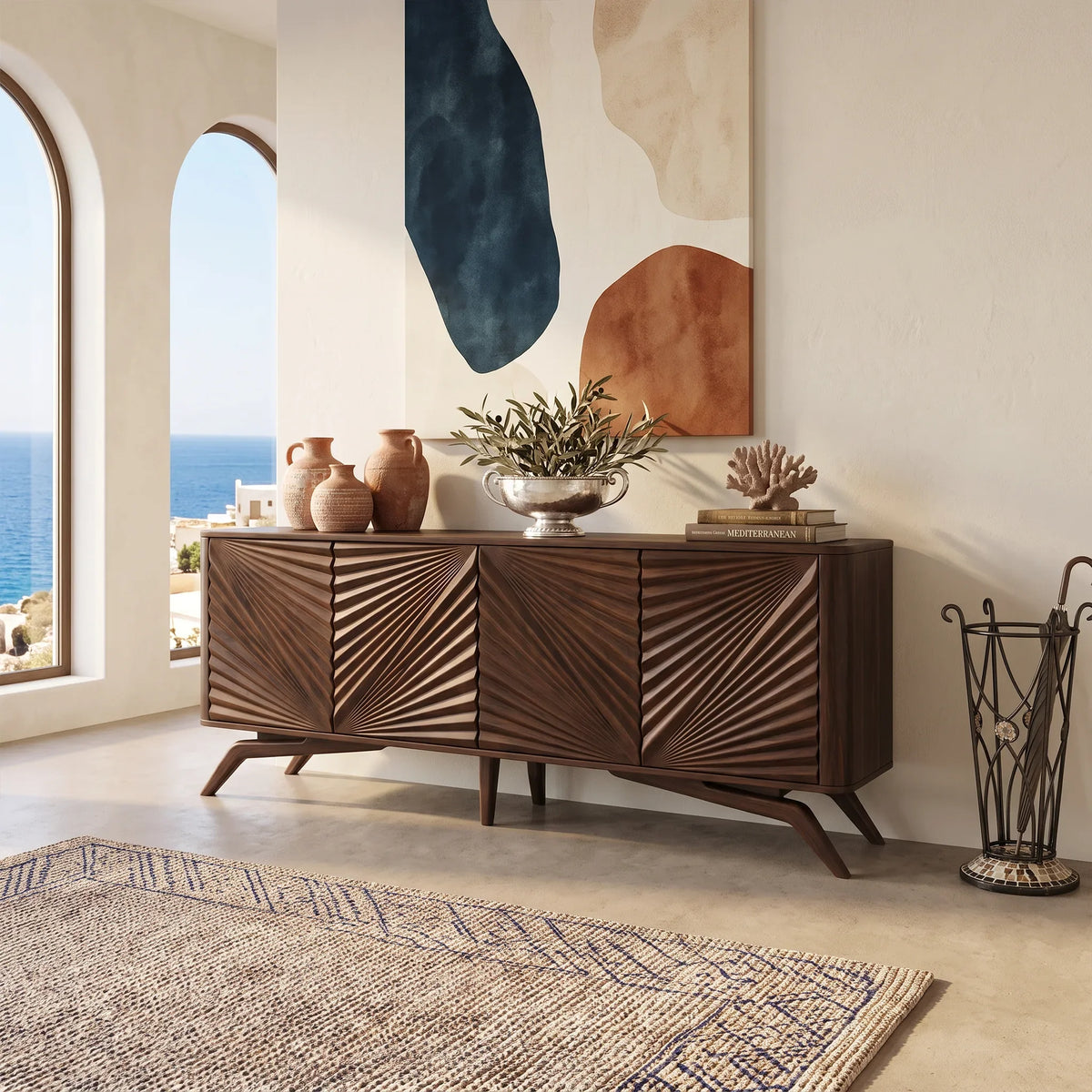 Elegant Sideboard Cabinet Dining Sideboard Buffet Cabinet Radiating Carved Doors For Dining Room