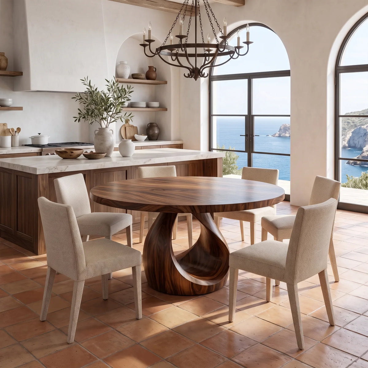 Welcoming Round Dining Table Dining Room Table Modern Dining Table Teardrop Base For Dining Room