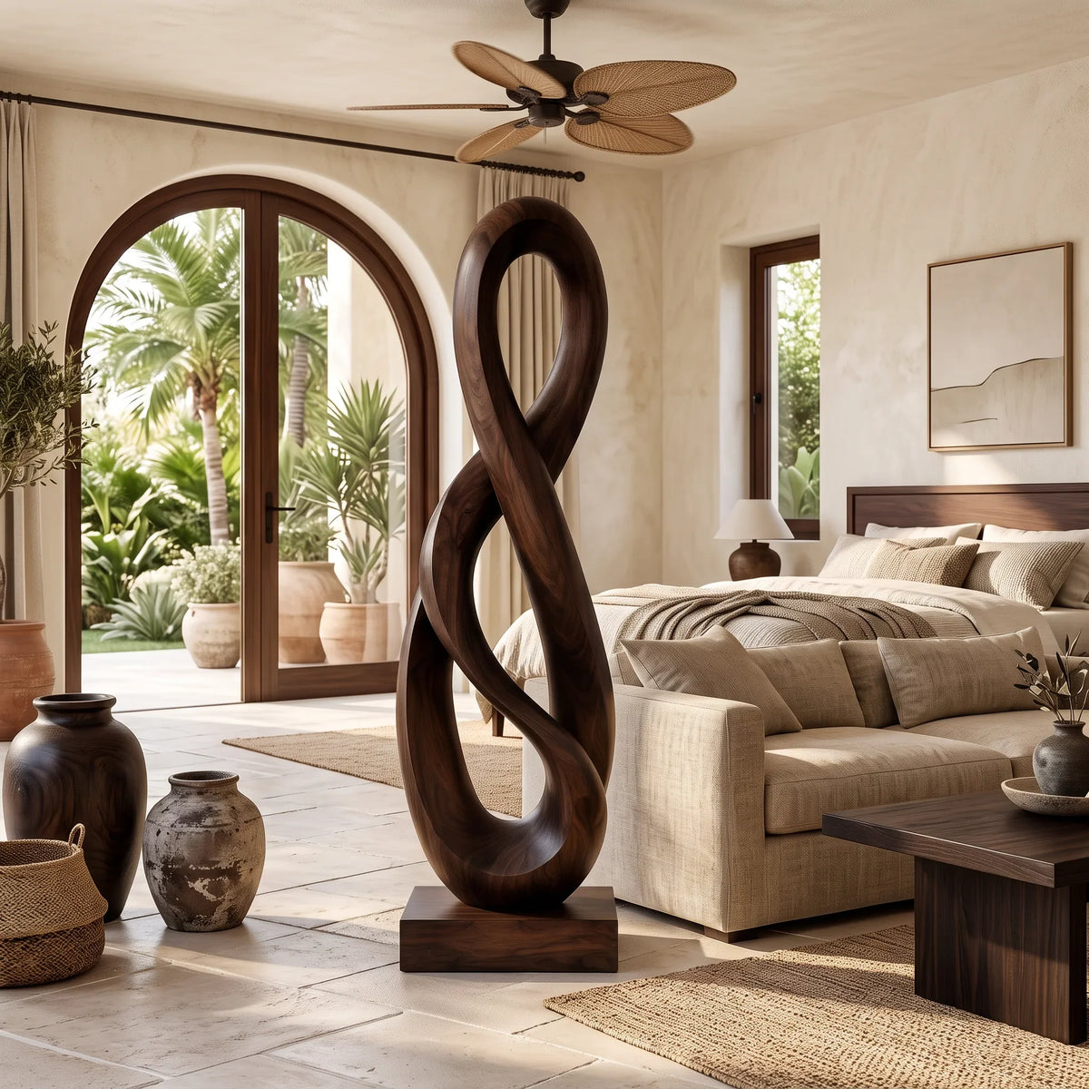 Handcrafted Infinity Wooden Sculpture For Mediterranean Home Decor