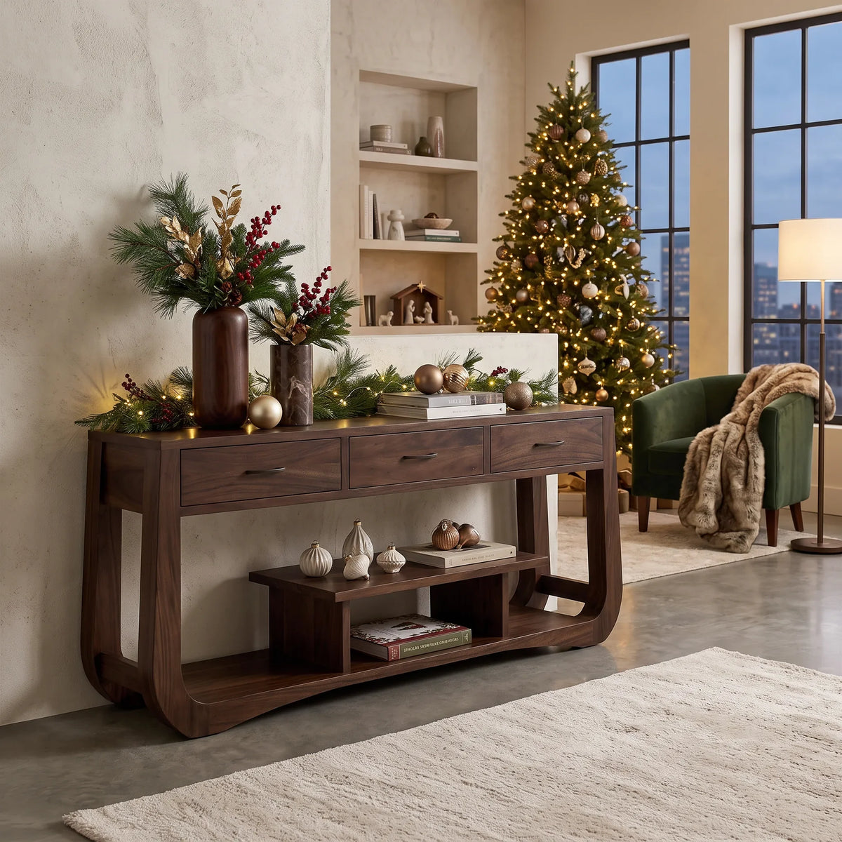 Farmhouse Christmas Behind Couch Table Modern Bedroom