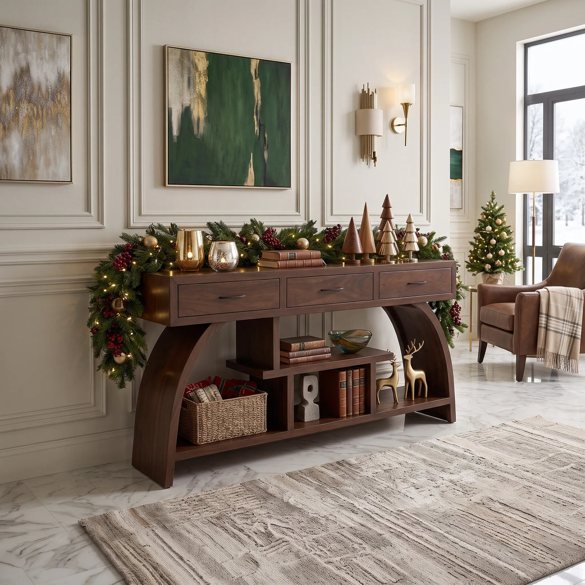 Organic Modern Xmas Console Table Living Room