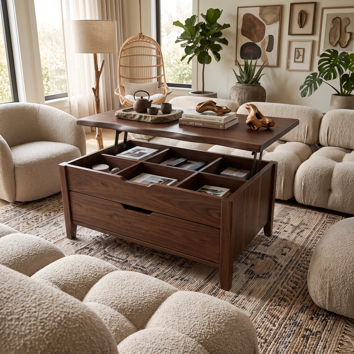 Farmhouse Lift Top Coffee Table Modern Family Room