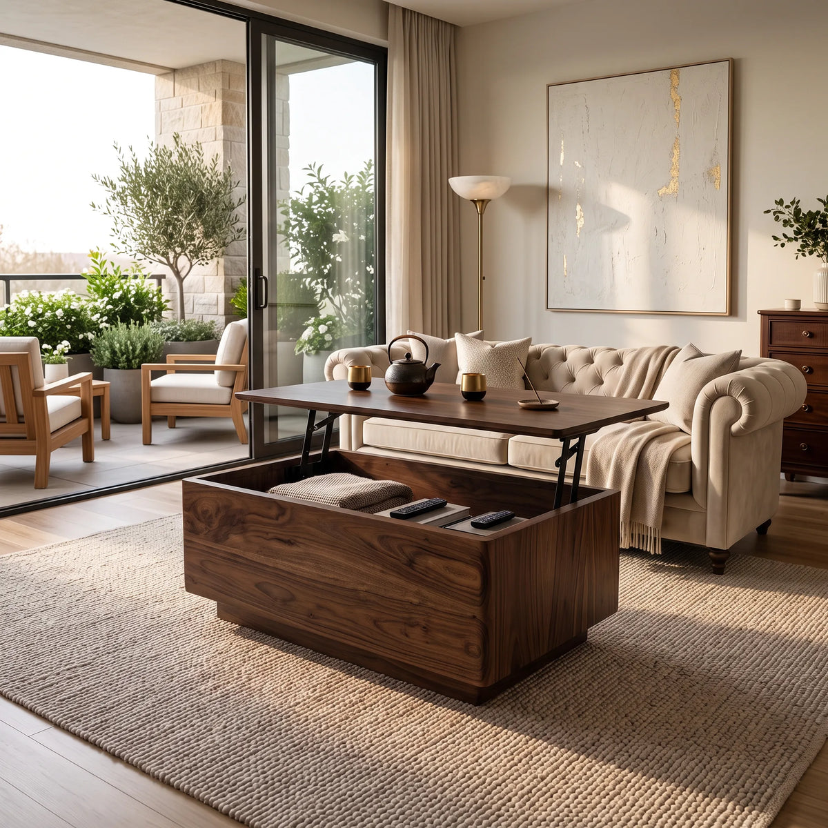 Farmhouse Lift Top Coffee Table Family Living Room