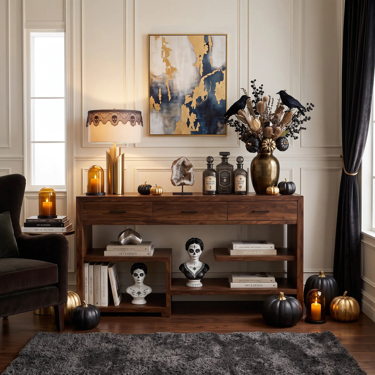 Mid Century Pumpkin Console Table Modern Bedroom