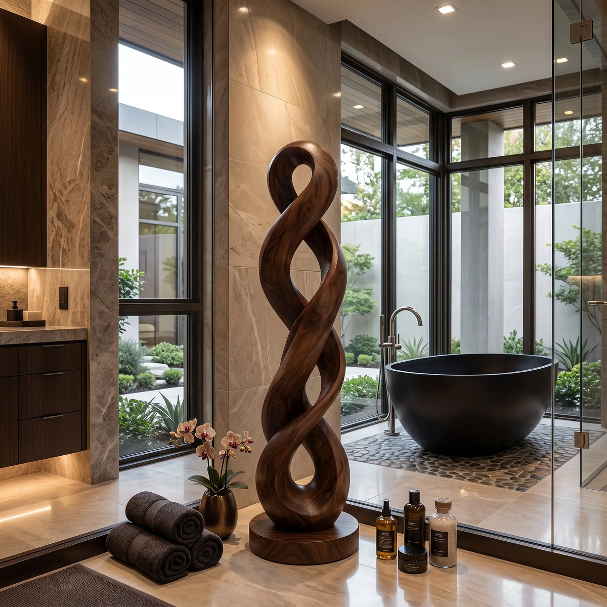 Handcrafted Infinity Wood Sculpture For Luxury Living Room Decor