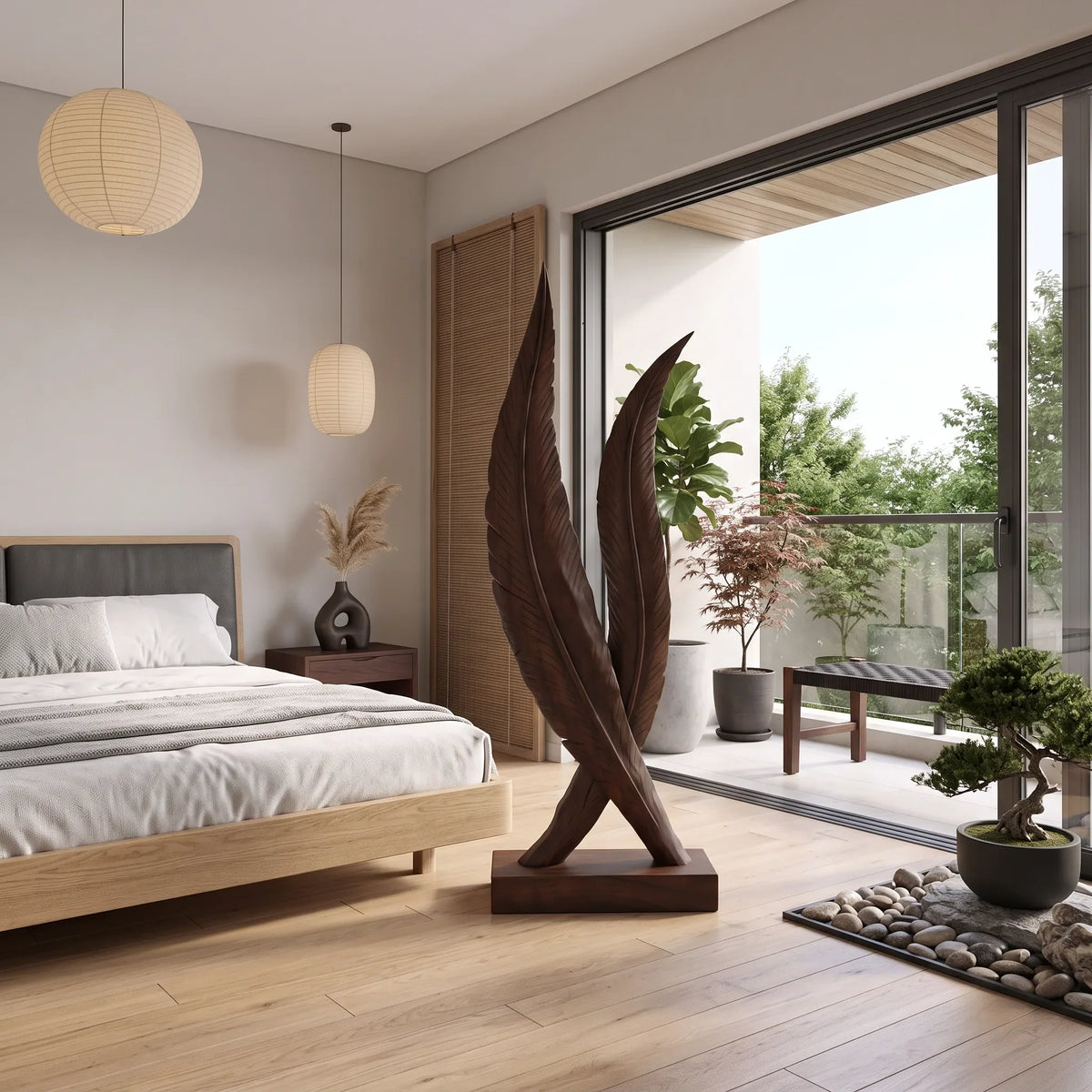Handcrafted Spiral Wood Sculpture For Modern Outdoor Patio Decor