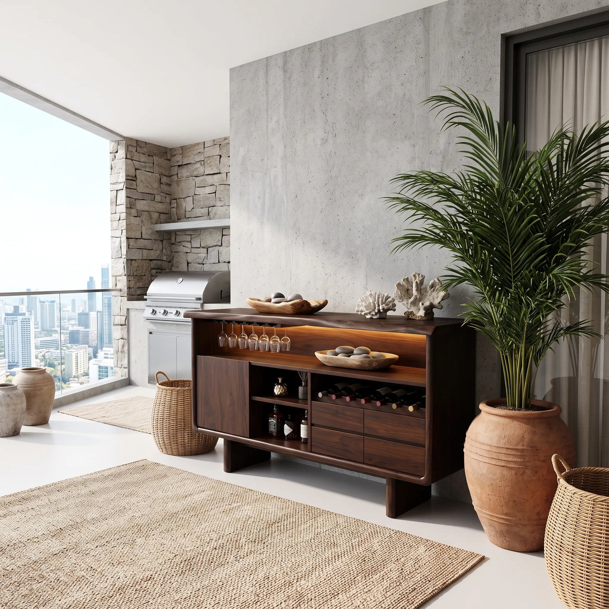 Organic Sculptural Liquor Cabinet Modern Dining Room