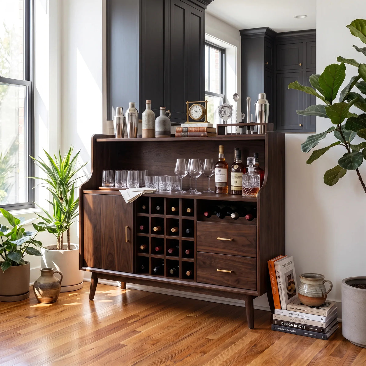 Mid Century Wine Bar Cabinet Luxury Kitchen