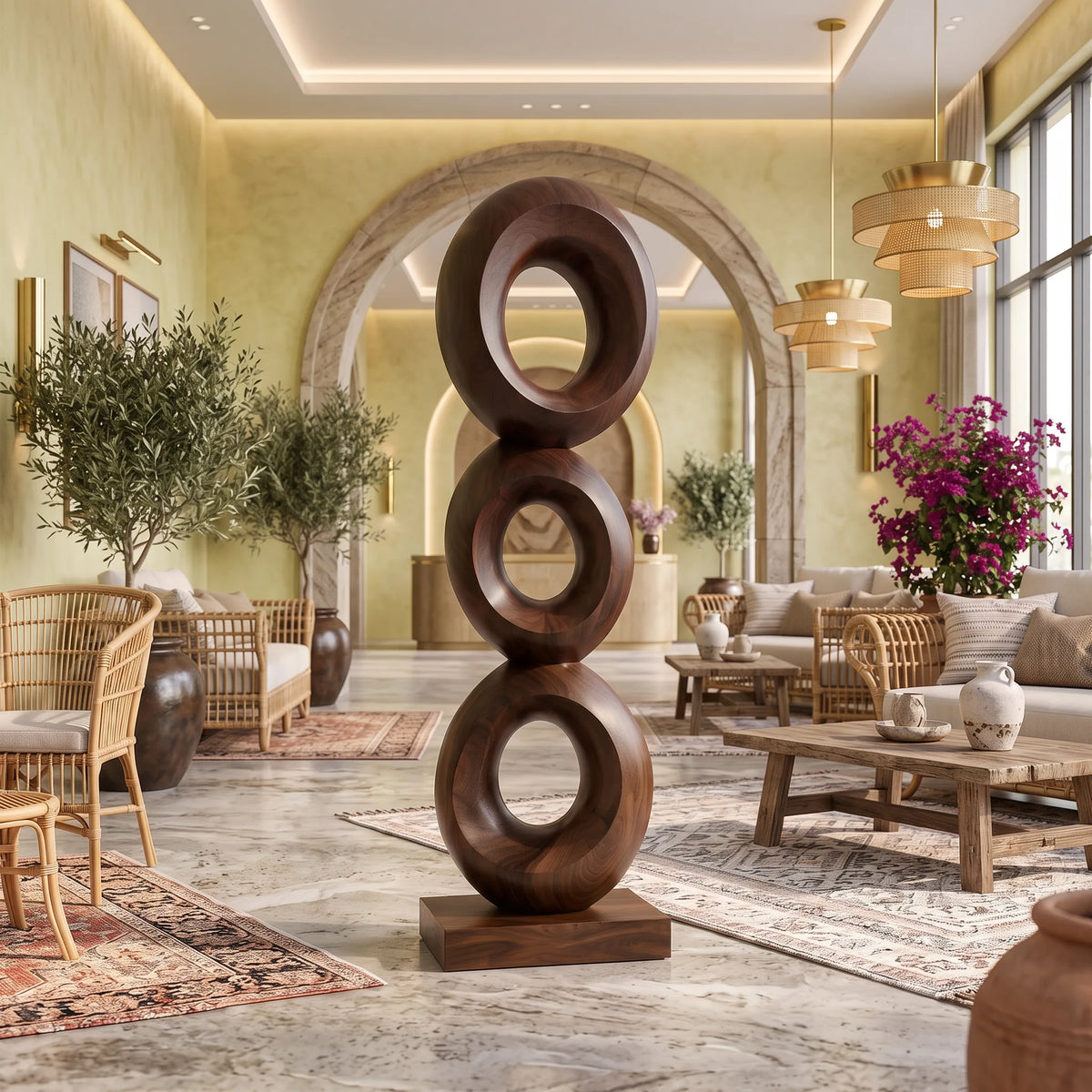 Organic Modern Wooden Sculpture For Rooftop Terrace Decor