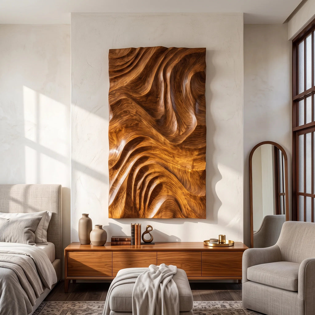 Minimalist Wooden Wall Art For Modern Bathroom