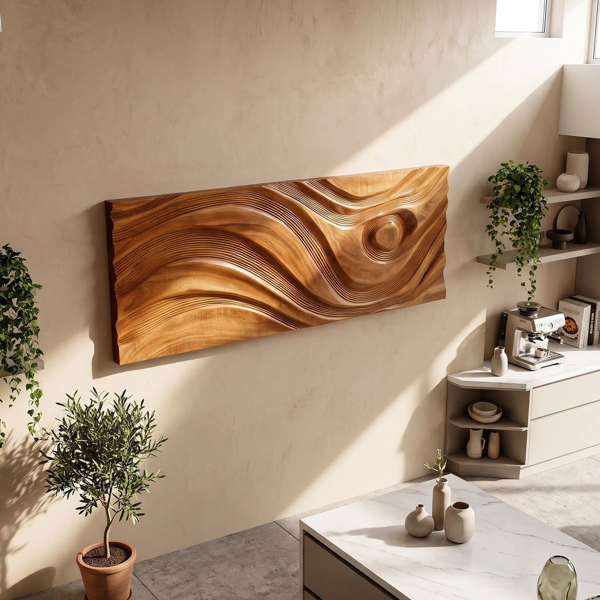 Mid Century Modern Wood Wall Art For Kitchen