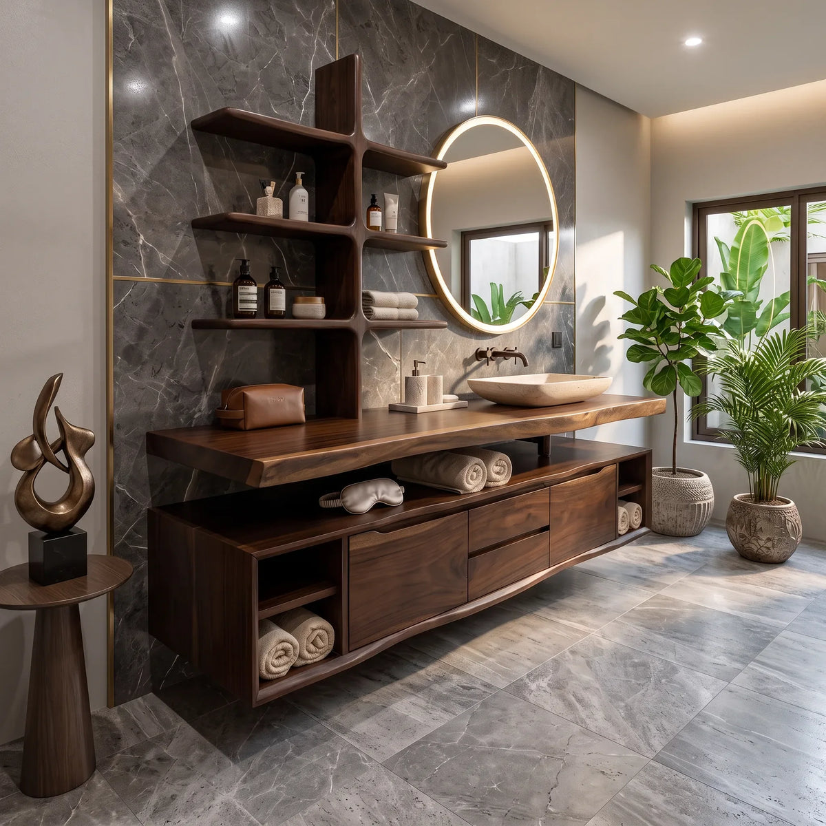 Contemporary Wall Mounted Bathroom Vanity Wellness Suite