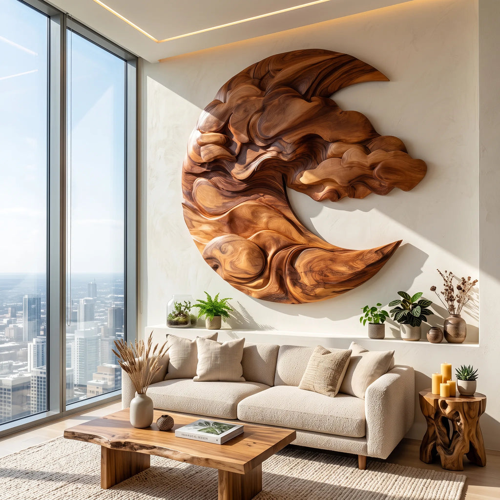 Modern Sculptural Wooden Wall Art For Urban Loft