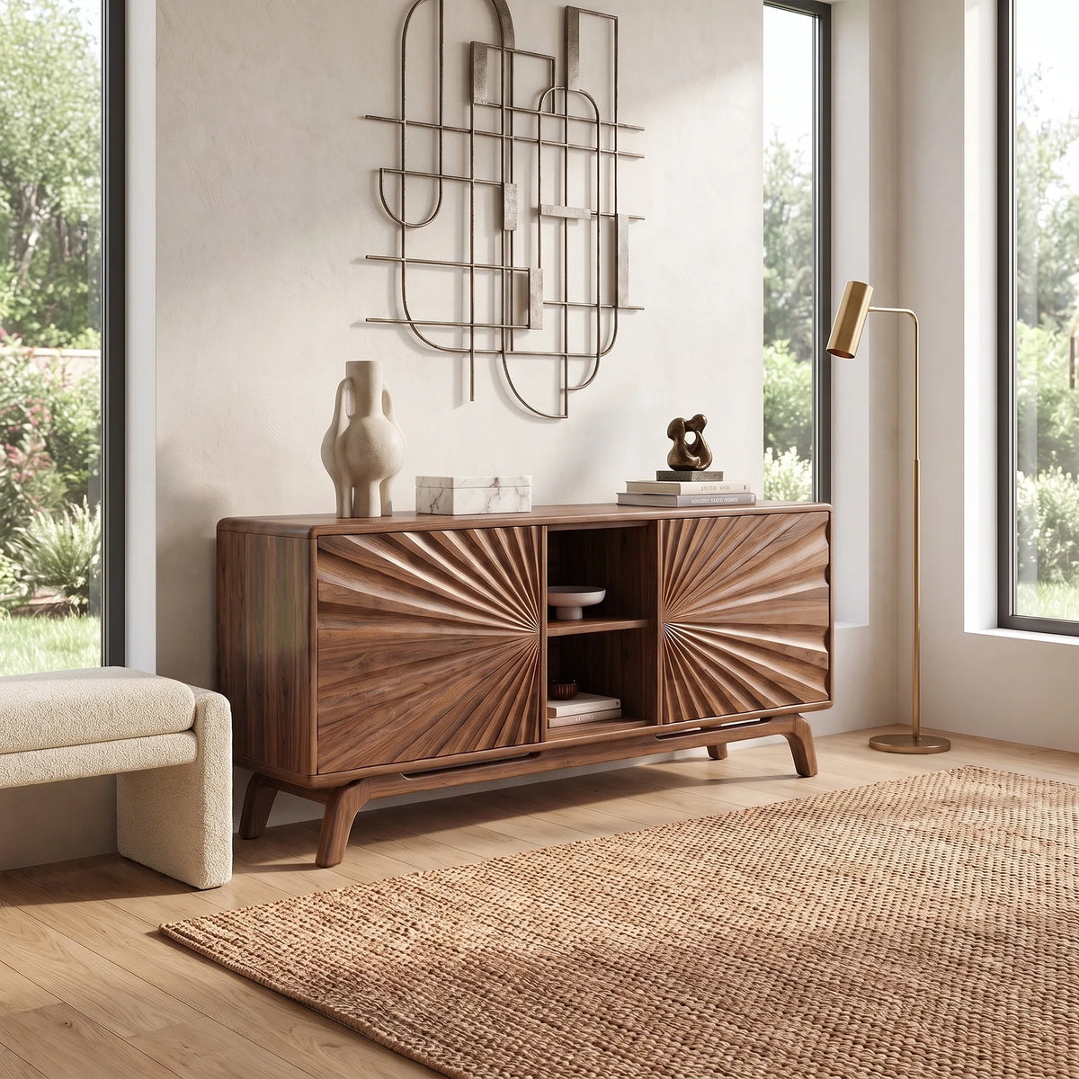 Radiant Sideboard Sideboard Cabinet Buffet Cabinet Sunburst Doors For Living Room