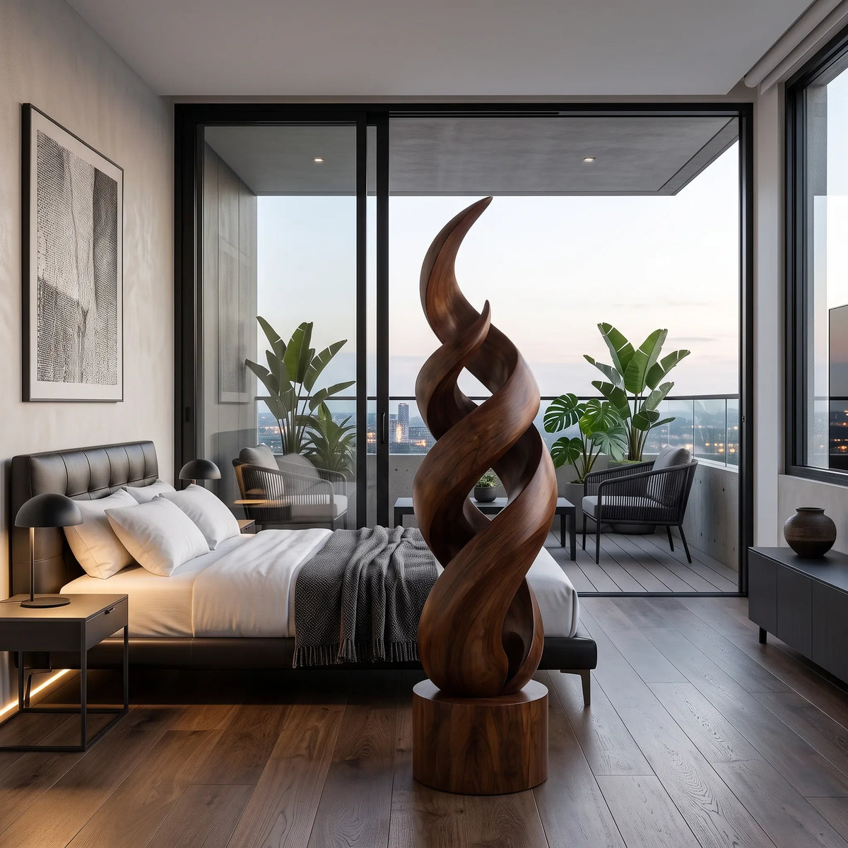 Handcrafted Abstract Wooden Sculpture For Tropical Garden Decor