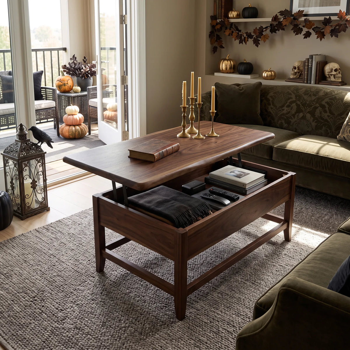 Rustic Pumpkin Lift Top Coffee Table Country Home