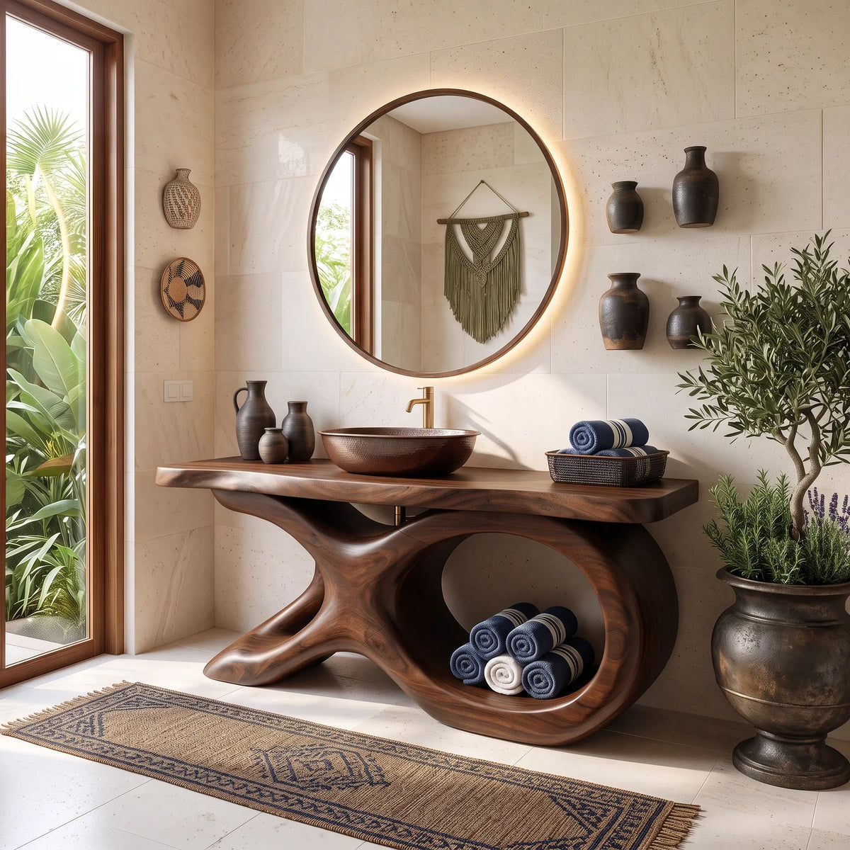 Mediterranean Bathroom Vanity Cabinet Luxury Villa