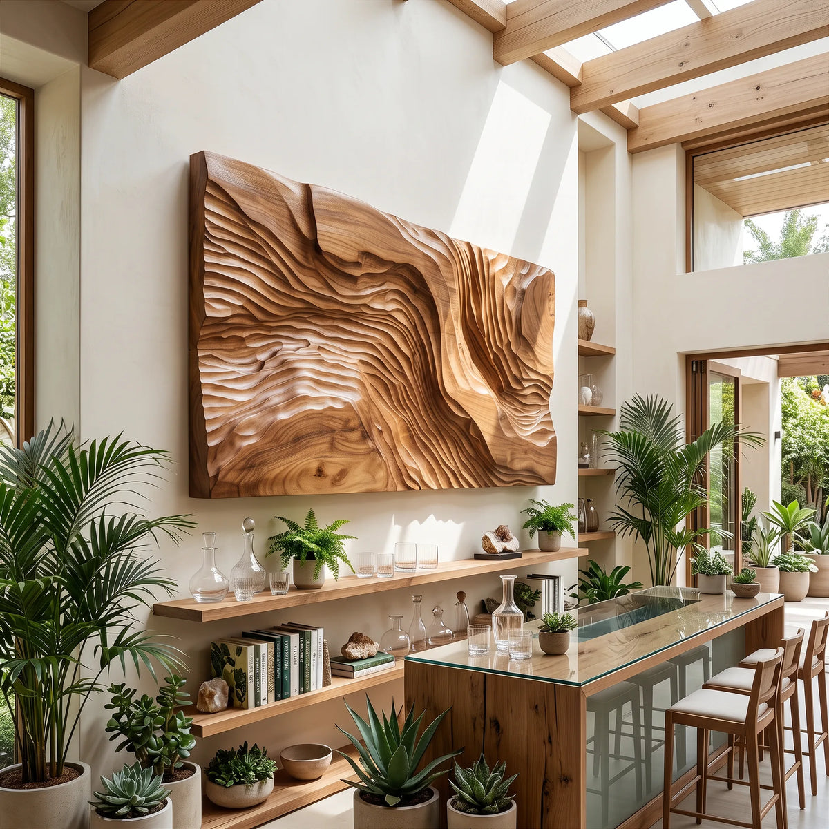 Organic Large Wood Wall Art For Modern Entryway