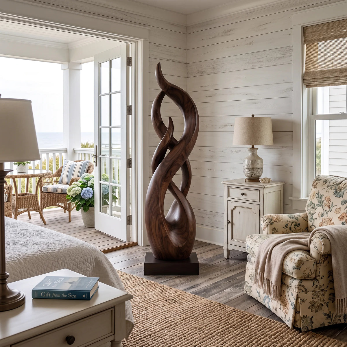 Rustic Abstract Wood Sculpture For Elegant Living Room Decor