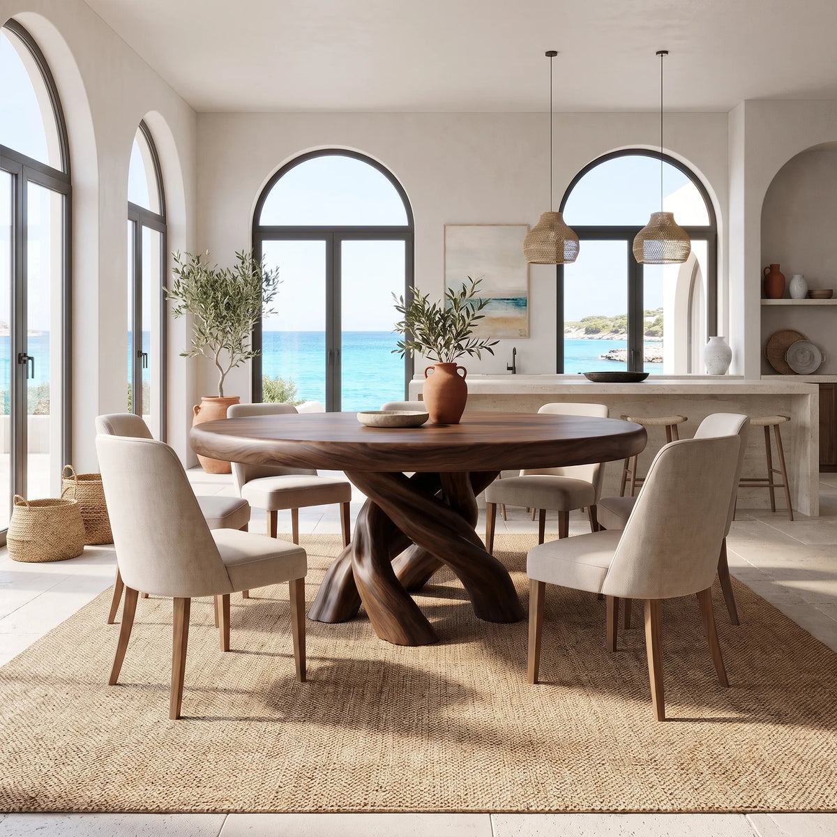 Graceful Round Dining Table Modern Dining Table Dining Room Table Twisted Base For Dining Room