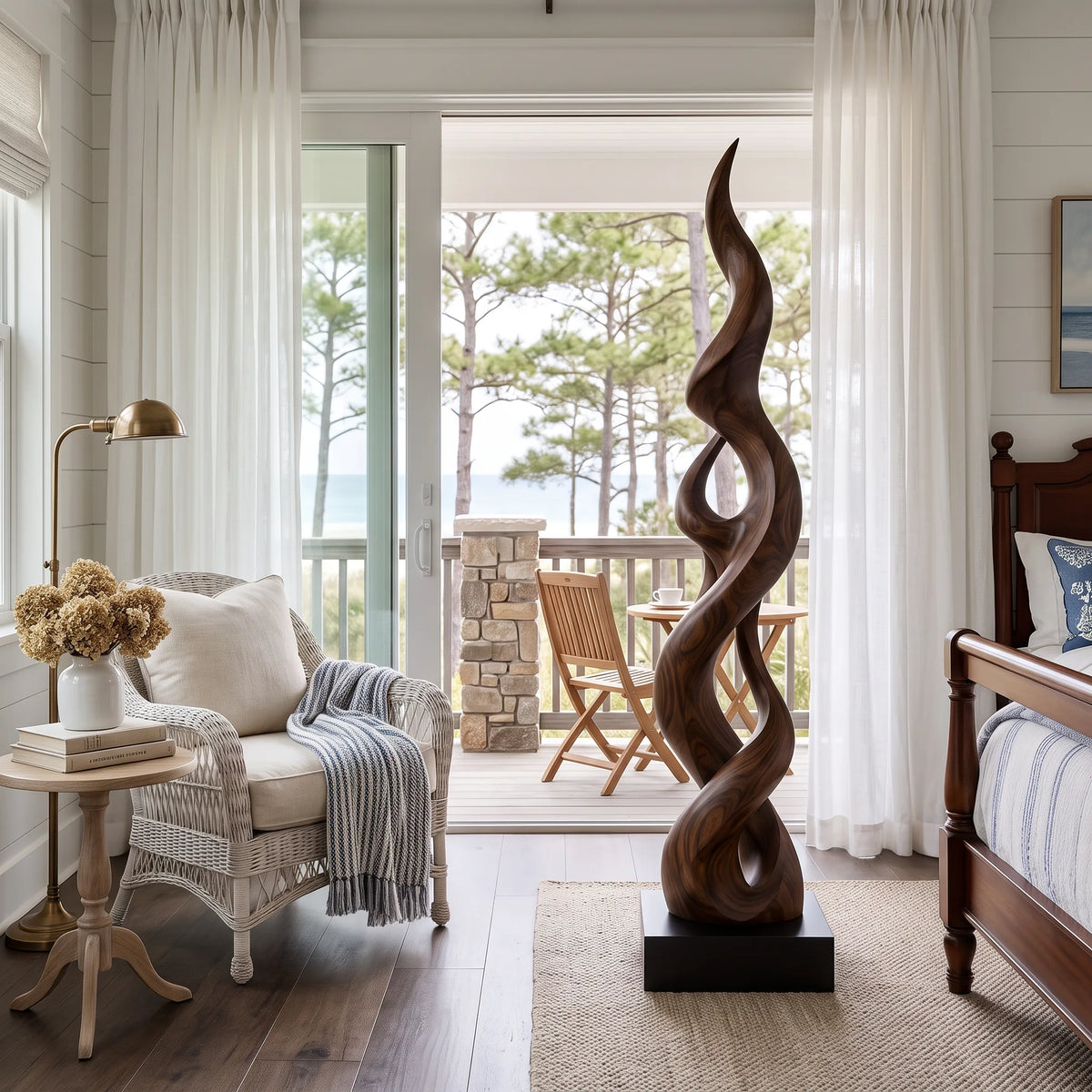 Contemporary Abstract Wood Sculpture For Modern Entryway Home Decor