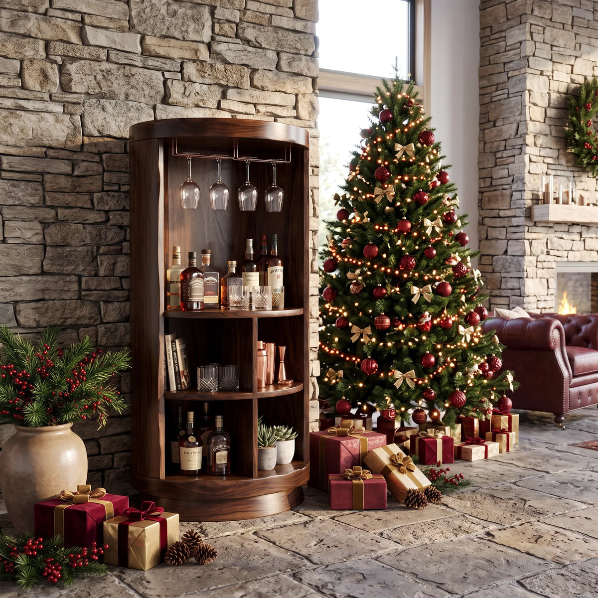 Mid Century Christmas Liquor Cabinet Living Room