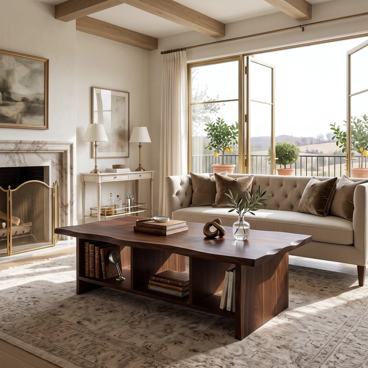 Farmhouse Live Edge Coffee Table Country Living Room