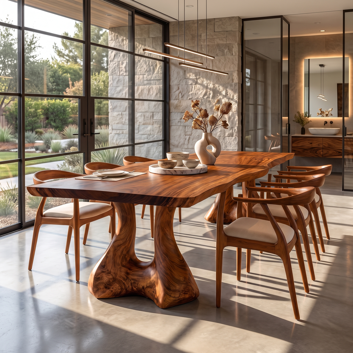 Organic Dining Table With Freeform Edge And Nature Inspired Frame For Dining Room
