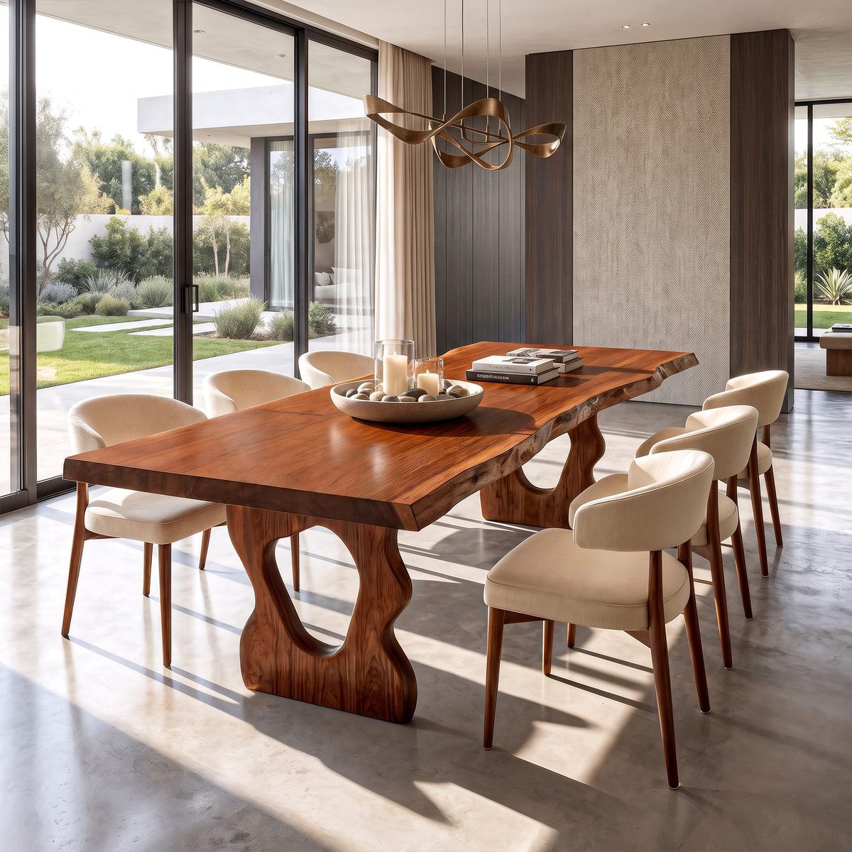 Mid Century Dining Table With Bold Curved Base For Dining Room