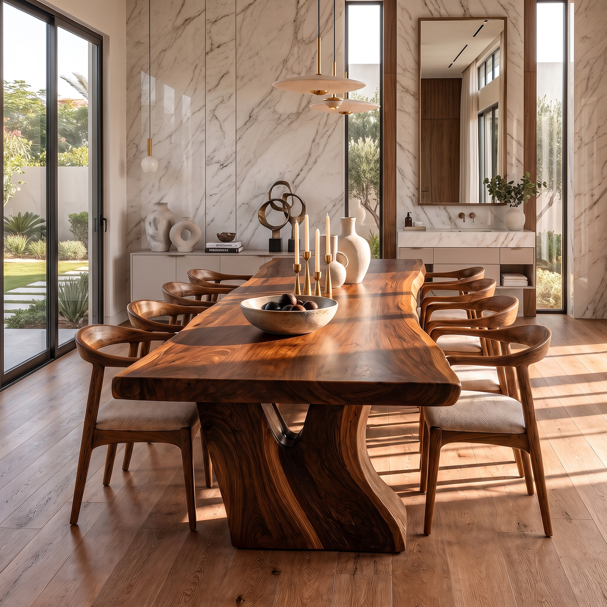 Natural Dining Table With Sculpted Root Inspired Legs For Dining Room