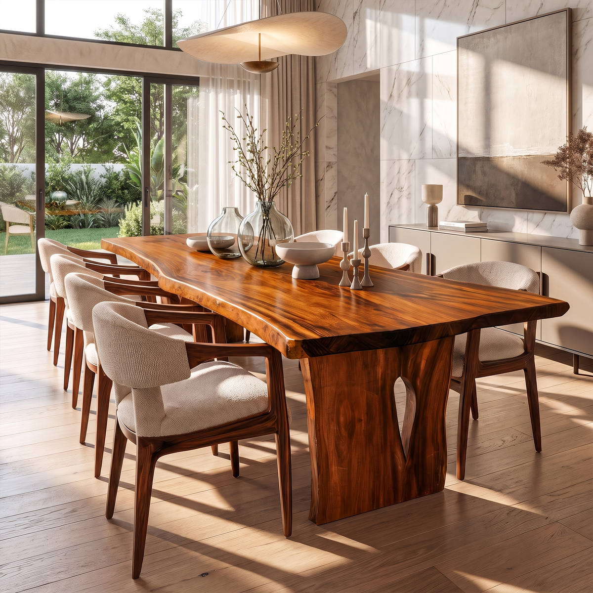 Contemporary Dining Table With Freeform Top For Dining Room