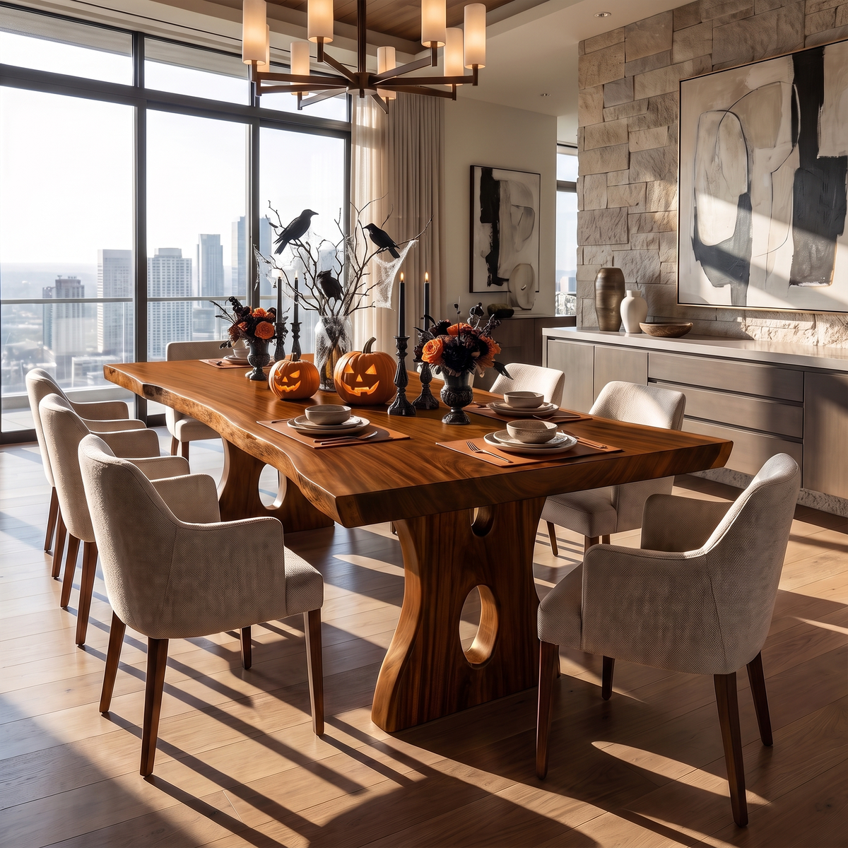 Natural Statement Dining Table With Flowing Organic Silhouette For Dining Room
