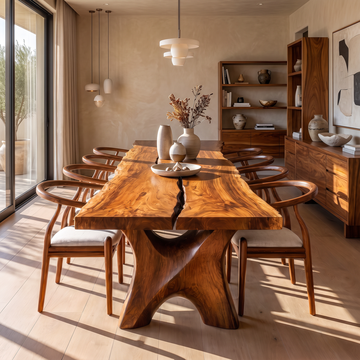 Rustic Halloween Dining Table With Sculptural Live Edge Design For Dining Room