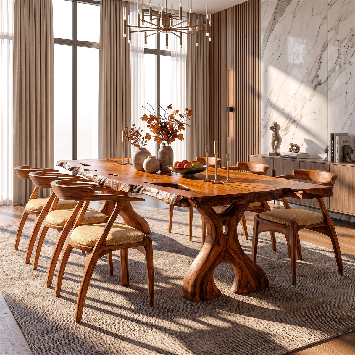 Rustic Halloween Dining Table With Irregular Edge Top For Dining Room