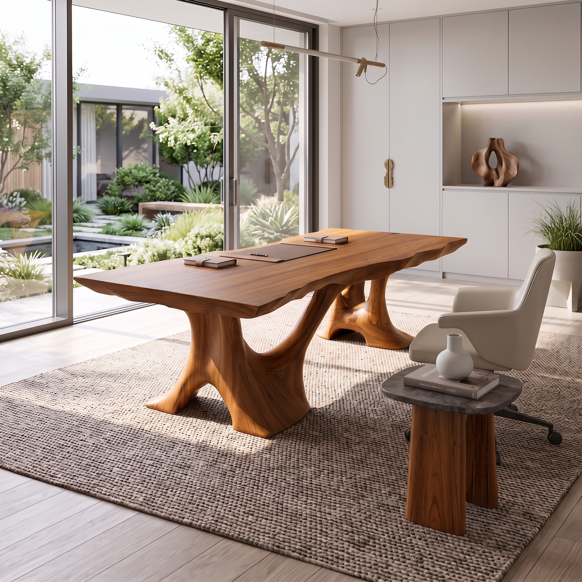 Rustic Halloween Live Edge Desk With Flowing Statement Legs For Workspace