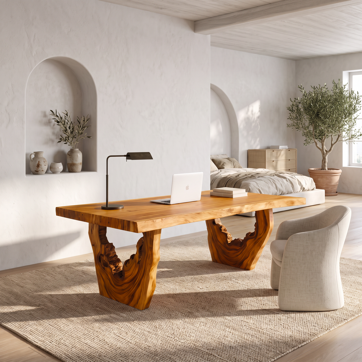 Organic Executive Desk With Flowing Curved Legs For Workspace