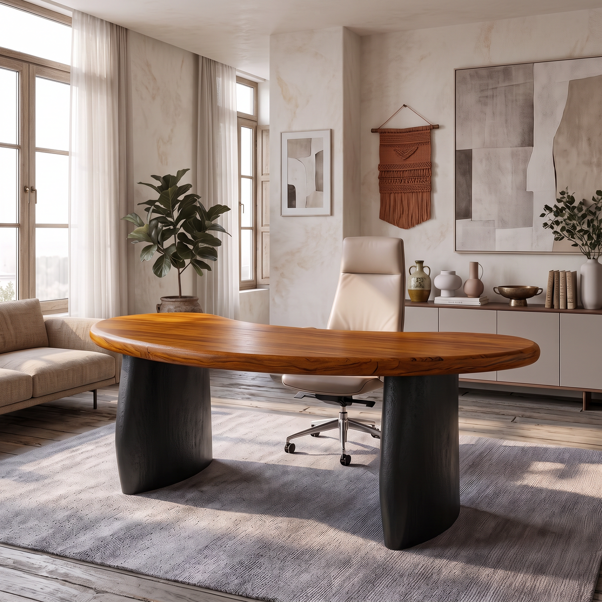 Minimalist Desk With Rounded Base For Home Office