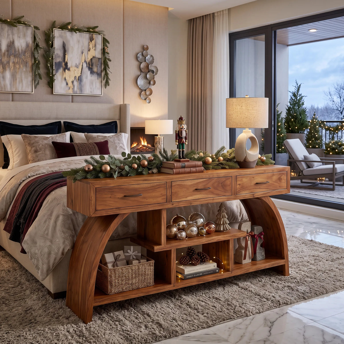 Organic Modern Xmas Console Table Living Room
