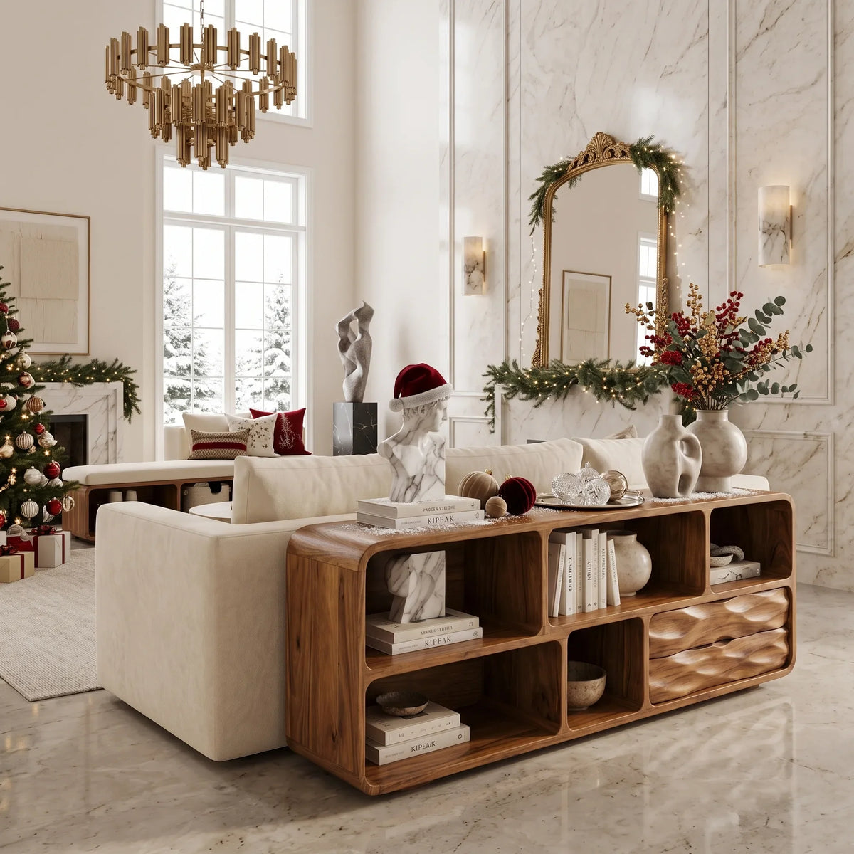 Mid Century Xmas Storage Console Table Living Room